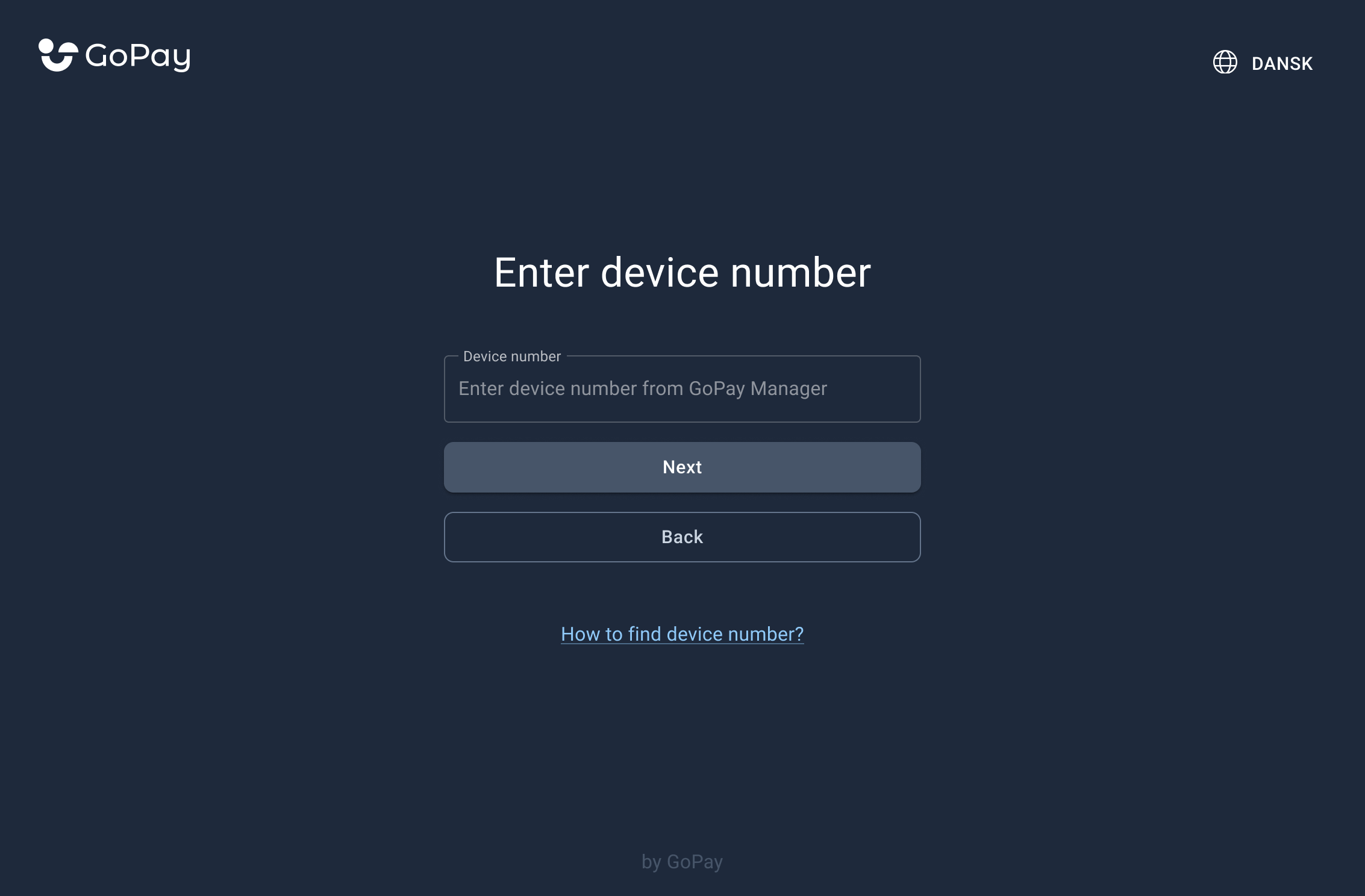 Indtast device number